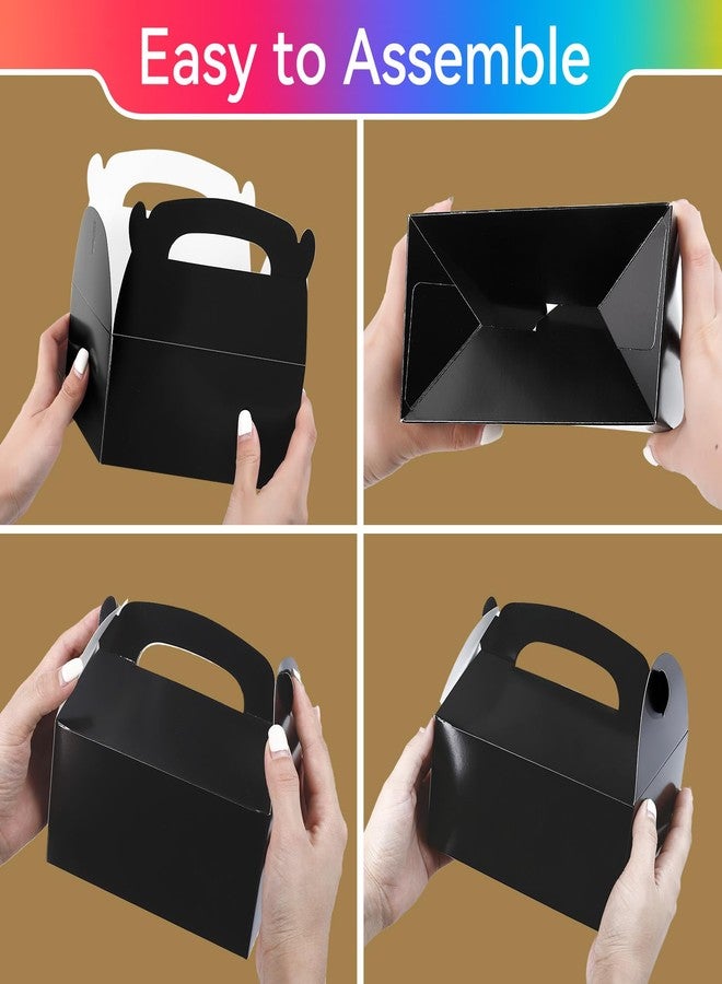 Bgtecho 24 Pack Gable Treat Boxes, 6.2 x 3.6 x 3.4 Inch Black Paper Gift Boxes, Party Favor Box With Handle, Goodie Candy Gable Box for Snacks Cookie Candy Birthday Wedding Party Supplies - Image 3